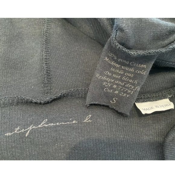 STEPHANIE B BLACK HOODIE LONG SLEEVE T-SHIRT SMALL - Picture 15 of 15